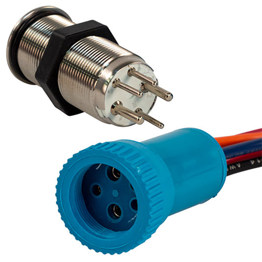 Bluewater 19mm Inrush Push Button Switch - Nav/Anchor Off/On/On - Blue/Green/Red LED - 4' Lead [9057-3114-4]